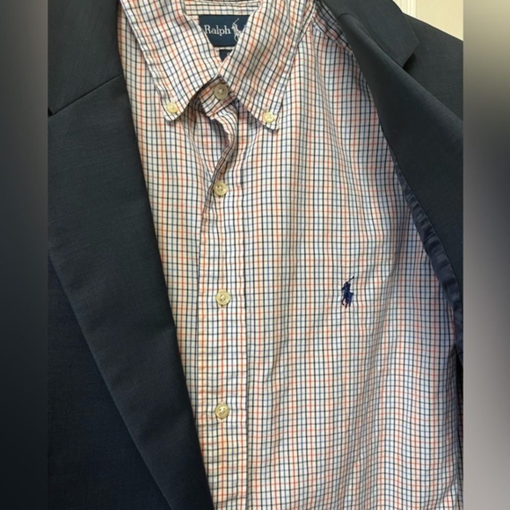 Ralph Lauren Men’s Dress Shirt |16.5 | Red,White,Blue and Black
